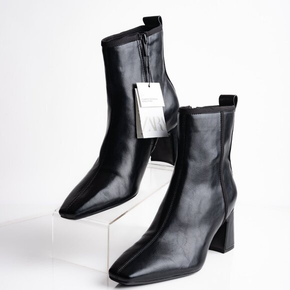 Zara Shoes - Zara Womens Heeled Ankle Boots Pointed Toe US 7.5 EU 38 Black 3112/510 NWT
